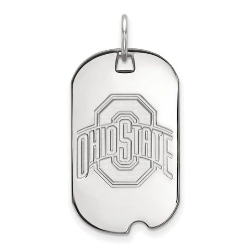 14K White Gold Ohio State University Small Dog Tag by LogoArt