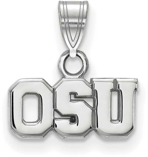 Image of 14K White Gold Ohio State University Small Pendant by LogoArt (4W081OSU)