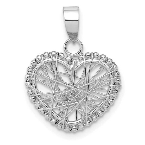 Image of 14K White Gold Open Wire Heart Pendant