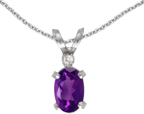 Image of 14k White Gold Oval Amethyst And Diamond Filigree Pendant (Chain NOT included)