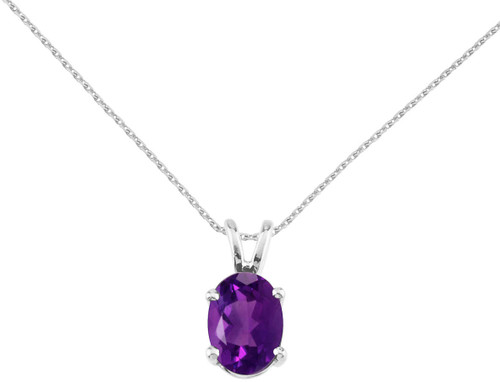 Image of 14K White Gold Oval Amethyst Pendant (Chain NOT included) P8018W-02