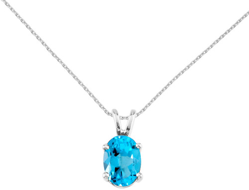 Image of 14K White Gold Oval Blue Topaz Pendant (Chain NOT included) P8018W-12