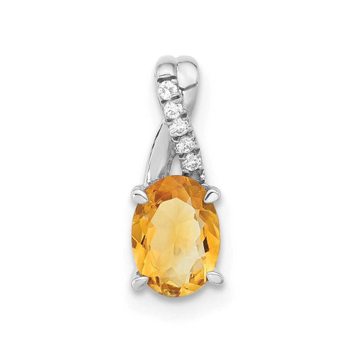 Image of 14K White Gold Oval Citrine & Diamond Pendant PM4235-CI-003-WA