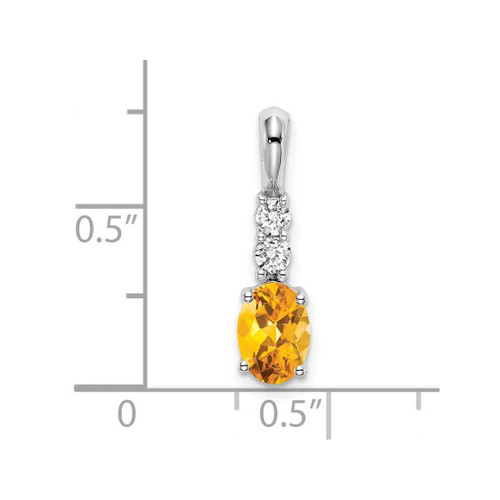 Image of 14K White Gold Oval Citrine and Diamond Pendant