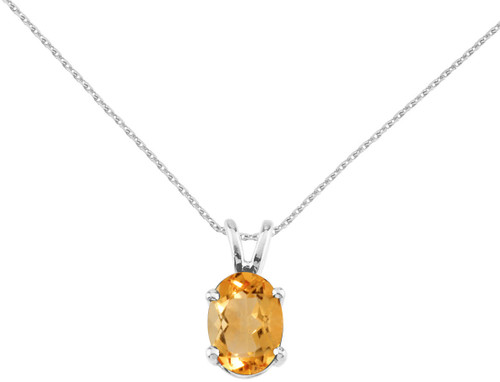 Image of 14K White Gold Oval Citrine Pendant (Chain NOT included) P8018W-11