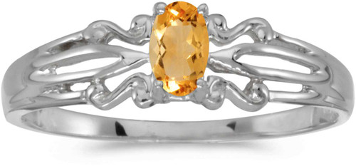 Image of 14k White Gold Oval Citrine Ring (CM-RM1058XW-11)