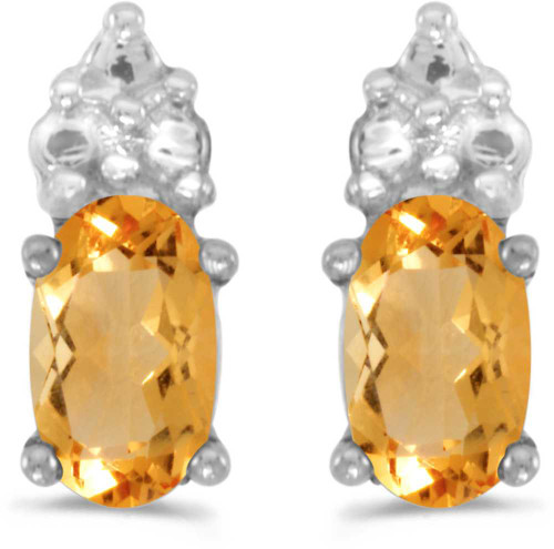 Image of 14k White Gold Oval Citrine Stud Earrings (CM-E1781XW-11)