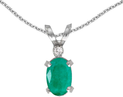 Image of 14k White Gold Oval Emerald And Diamond Filigree Pendant (Chain NOT included)