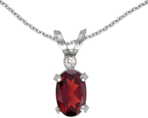 Image of 14k White Gold Oval Garnet And Diamond Filigree Pendant (Chain NOT included)