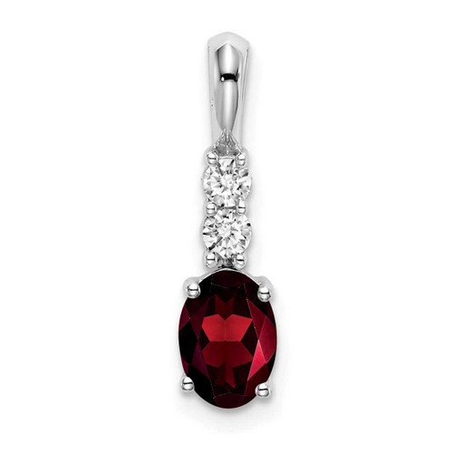 Image of 14K White Gold Oval Garnet and Diamond Pendant