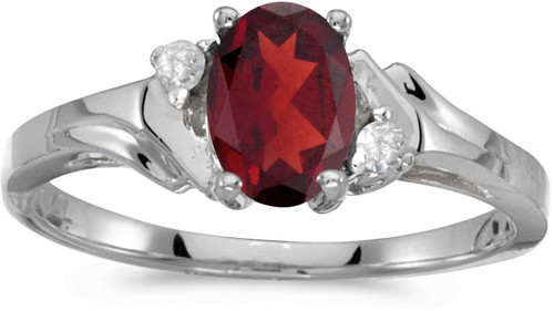 Image of 14k White Gold Oval Garnet And Diamond Ring (CM-RM1248XW-01)