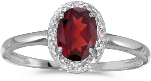 Image of 14k White Gold Oval Garnet And Diamond Ring (CM-RM2615XW-01)