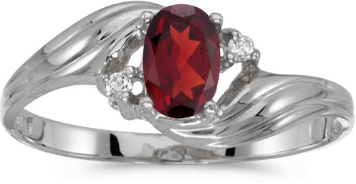 Image of 14k White Gold Oval Garnet And Diamond Ring (CM-RM671XW-01)