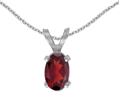 Image of 14k White Gold Oval Garnet Pendant (Chain NOT included)