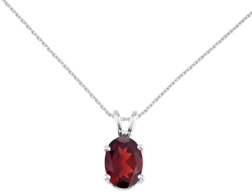 Image of 14K White Gold Oval Garnet Pendant (Chain NOT included) P8018W-01