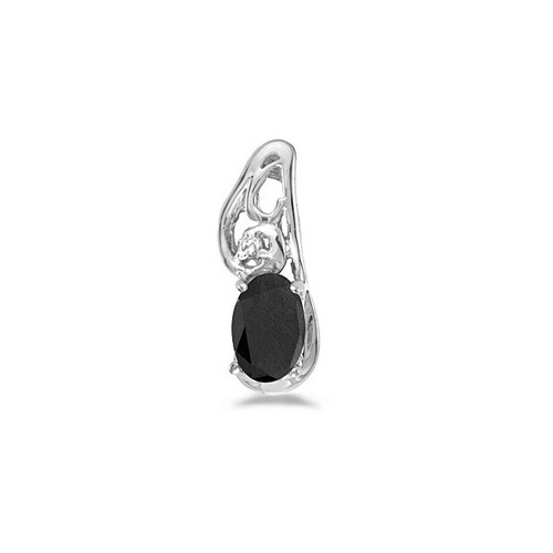 Image of 14k White Gold Oval Onyx And Diamond Pendant (Chain NOT included) (CM-P2590XW-OX)