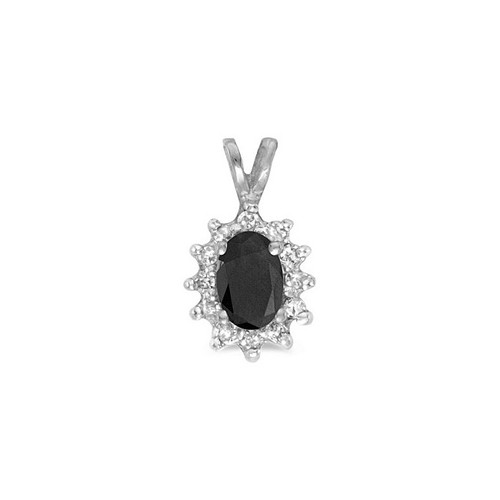 Image of 14k White Gold Oval Onyx And Diamond Pendant (Chain NOT included) (CM-P6410XW-OX)