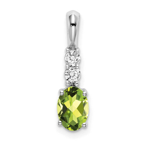 Image of 14K White Gold Oval Peridot and Diamond Pendant