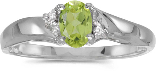Image of 14k White Gold Oval Peridot And Diamond Ring (CM-RM1503XW-08)