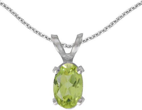 Image of 14k White Gold Oval Peridot Pendant (Chain NOT included)