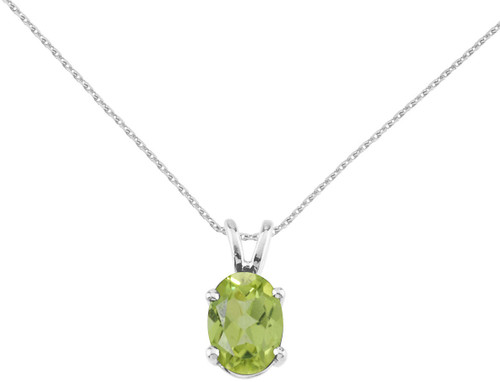 Image of 14K White Gold Oval Peridot Pendant (Chain NOT included) P8018W-08