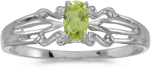 Image of 14k White Gold Oval Peridot Ring (CM-RM1058XW-08)