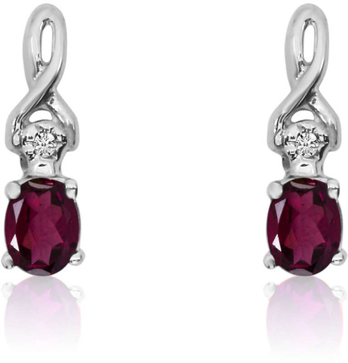 Image of 14K White Gold Oval Ruby & Diamond Earrings E2521W-07