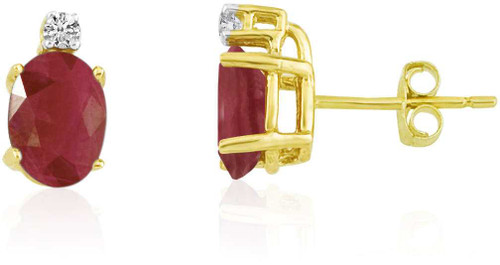 Image of 14K White Gold Oval Ruby & Diamond Earrings E6021W-07
