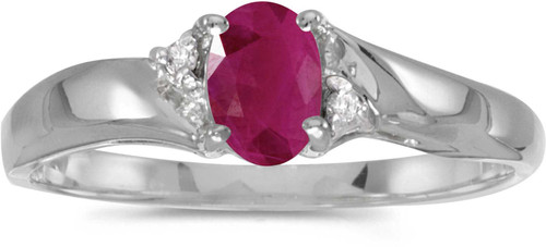 Image of 14k White Gold Oval Ruby And Diamond Ring (CM-RM1503XW-07)