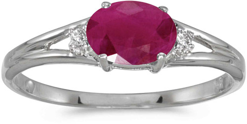 Image of 14k White Gold Oval Ruby And Diamond Ring (CM-RM1789XW-07)