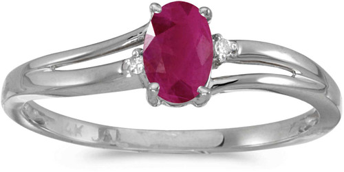 Image of 14k White Gold Oval Ruby And Diamond Ring (CM-RM1992XW-07)