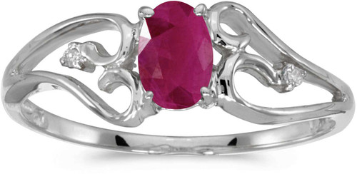 Image of 14k White Gold Oval Ruby And Diamond Ring (CM-RM2585XW-07)