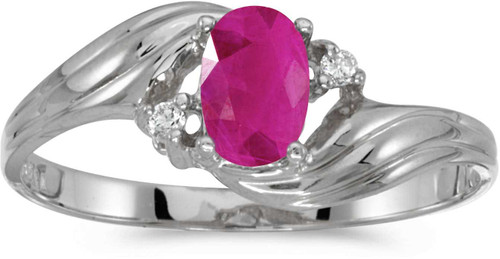 Image of 14k White Gold Oval Ruby And Diamond Ring (CM-RM671XW-07)