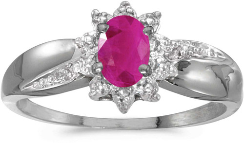 Image of 14k White Gold Oval Ruby And Diamond Ring (CM-RM911XW-07)