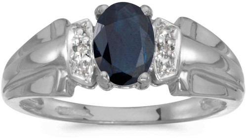 Image of 14k White Gold Oval Sapphire And Diamond Ring (CM-RM1041XW-09)