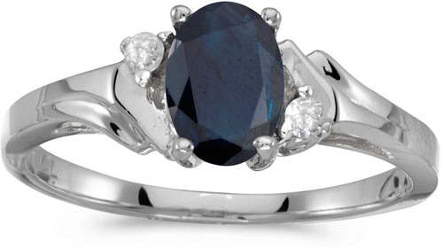 Image of 14k White Gold Oval Sapphire And Diamond Ring (CM-RM1248XW-09)