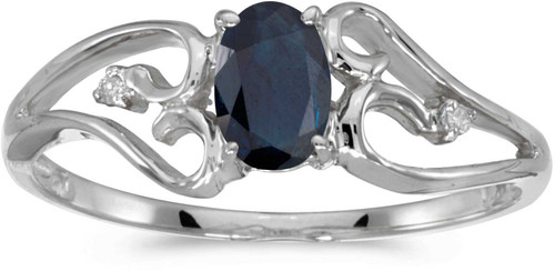 Image of 14k White Gold Oval Sapphire And Diamond Ring (CM-RM2585XW-09)