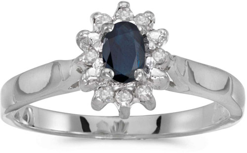 Image of 14k White Gold Oval Sapphire And Diamond Ring (CM-RM6410XW-09)