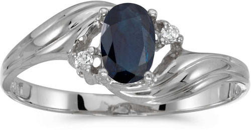 Image of 14k White Gold Oval Sapphire And Diamond Ring (CM-RM671XW-09)