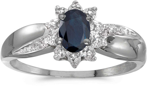 Image of 14k White Gold Oval Sapphire And Diamond Ring (CM-RM911XW-09)