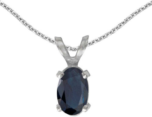 Image of 14k White Gold Oval Sapphire Pendant (Chain NOT included)