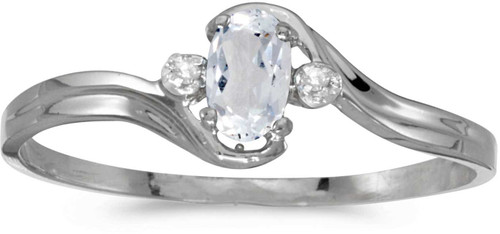 Image of 14k White Gold Oval White Topaz And Diamond Ring (CM-RM1678XW-04)