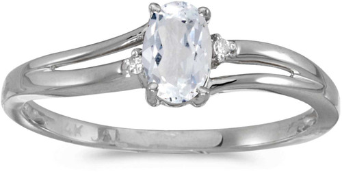 Image of 14k White Gold Oval White Topaz And Diamond Ring (CM-RM1992XW-04)