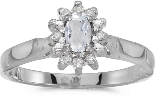 Image of 14k White Gold Oval White Topaz And Diamond Ring (CM-RM6410XW-04)