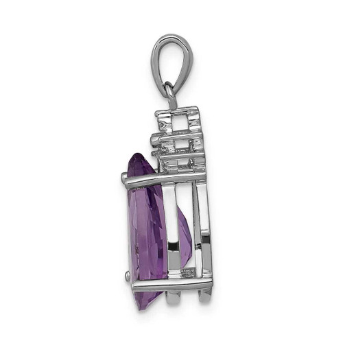 Image of 14K White Gold Pear 3.55ctw Amethyst & Diamond Pendant