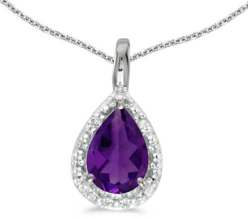 Image of 14k White Gold Pear Amethyst Pendant (Chain NOT included)