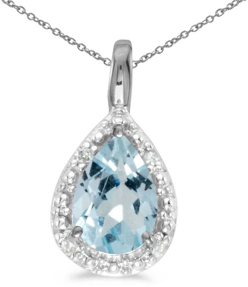 Image of 14k White Gold Pear Aquamarine Pendant (Chain NOT included)