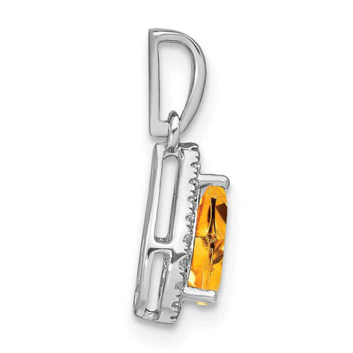 Image of 14K White Gold Pear Citrine & Diamond Halo Pendant