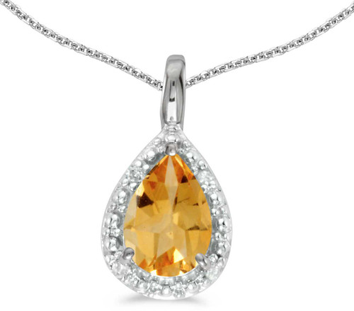 Image of 14k White Gold Pear Citrine Pendant (Chain NOT included)