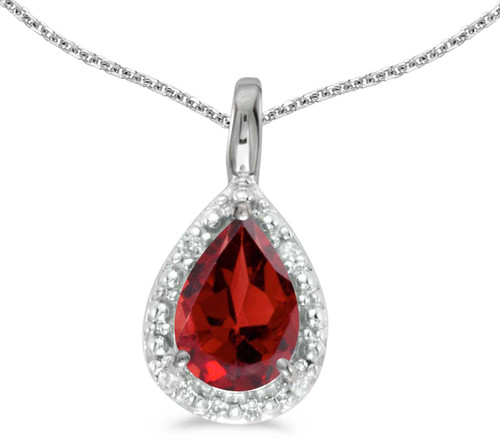 Image of 14k White Gold Pear Garnet Pendant (Chain NOT included)